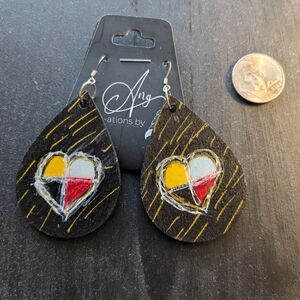 Hand Painted Abstract Medicine Wheel Love Earrings